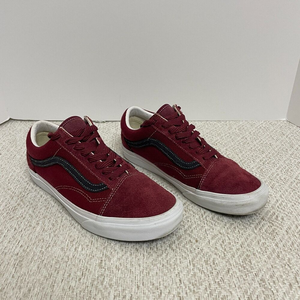 Vans Mens 7.5 Womens 9 Crimson Red Black 751505 Low Top Skateboard Sneakers